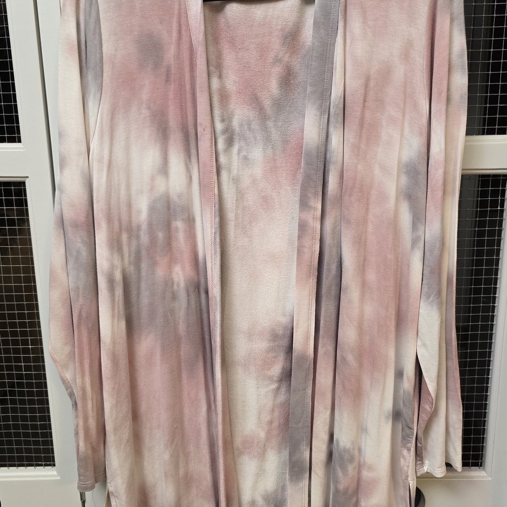 Maurices Pink and Gray Knit Cardigan